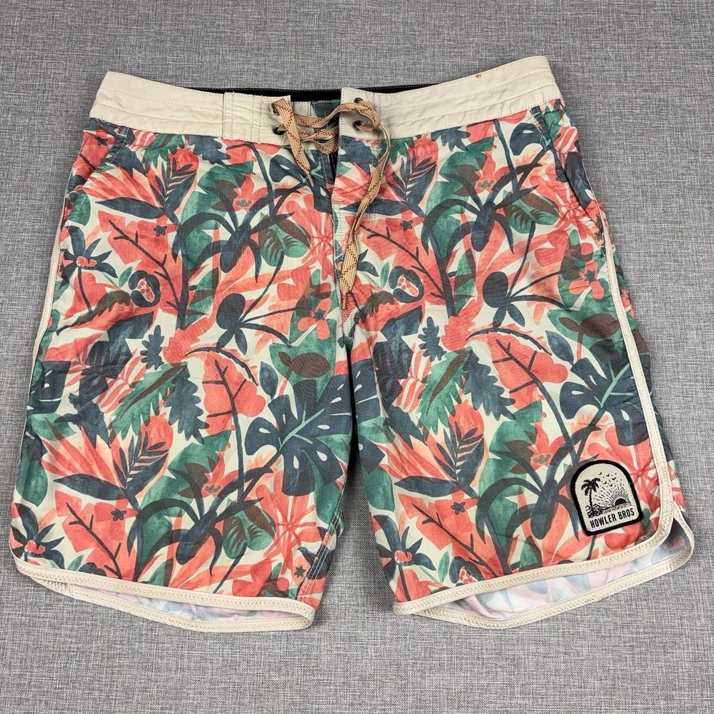 Howler Bros Board Shorts Mens 32 Multicolor Floral Tropical Swim Trunks Pockets